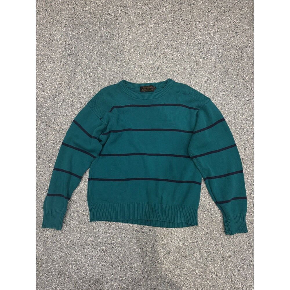 Vintage Eddie Bauer Mens Teal Crewneck 100% Cotton Sweater Size Medium